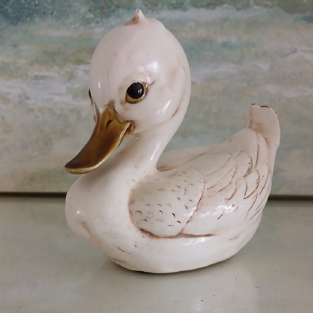 Vintage Ceramic Duckling Figurine Signed Anthony 126 USA Mid-Century Calif